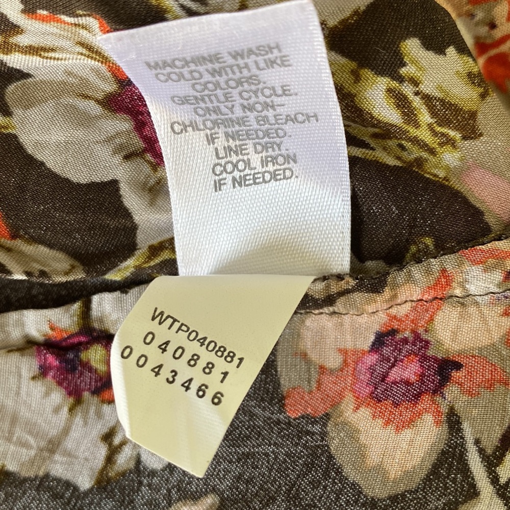 J. Jill Brown Floral Pintuck Pleated Blouse - S - Picture 11 of 11